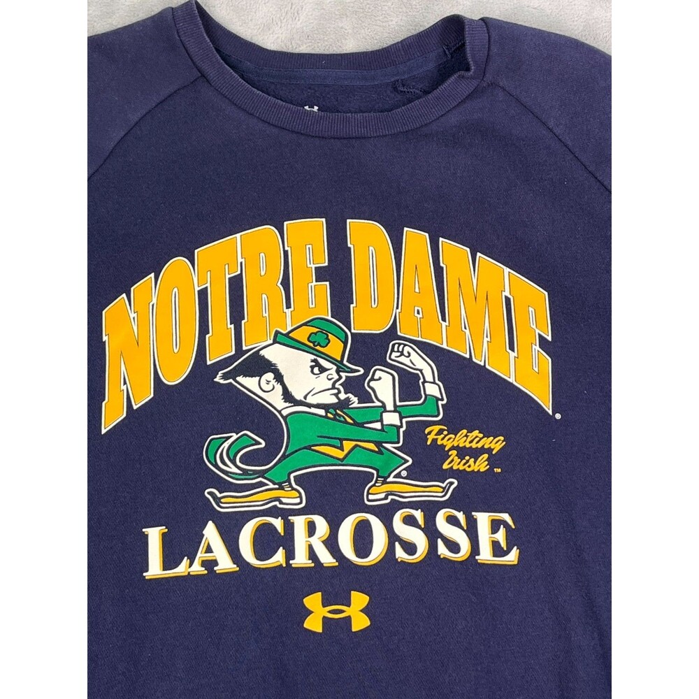 Notre Dame Fighting Irish Lacrosse Sweatshirt Navy Blue Large Under Armour